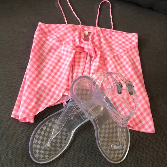 clear plastic flat sandals
